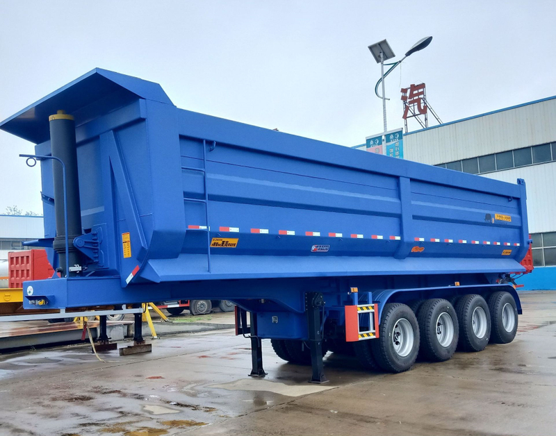 Remorque à benne hydraulique arrière de 60 tonnes à 4 essieux